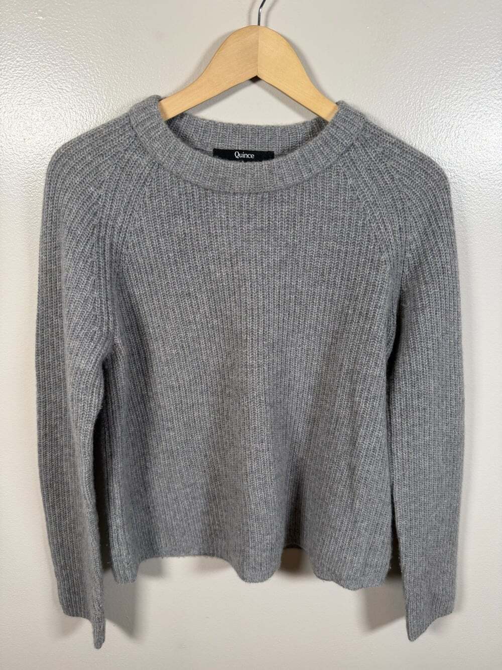 Quince Mongolian Cashmere Fisherman Crewneck Sweater Size Medium Gray Minimal